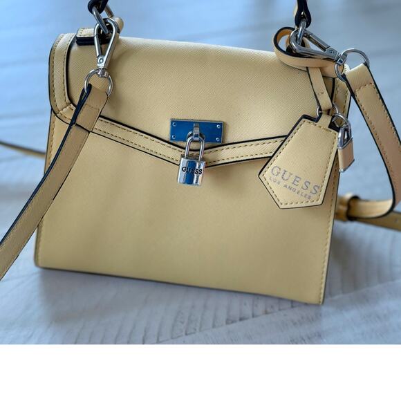 GUESS Mini Crossbody Bag with Lock Charm – Yellow - Picture 1 of 8